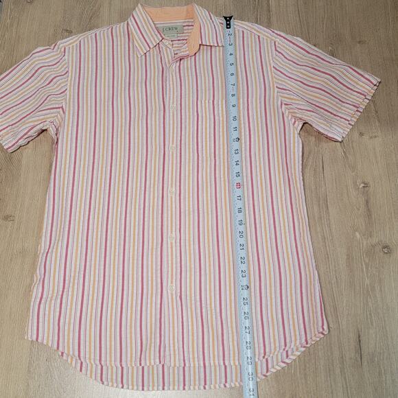 J Crew Mens Seersucker Cotton Striped Button Up Shirt Size Small Short Sleeve - Picture 4 of 5